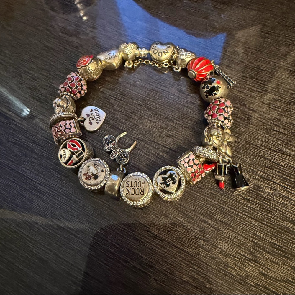 Elegant Silver and Red/Pink Charm Bracelet - Picture 3 of 3